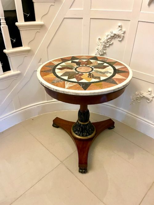 Antique Victorian Quality Circular Specimen Marble Top Lamp/centre Table