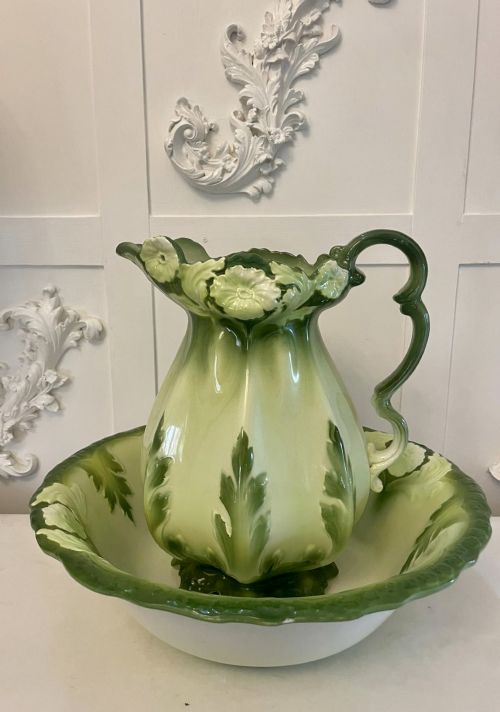 Antique Art Nouveau Quality Jug and Bowl Set