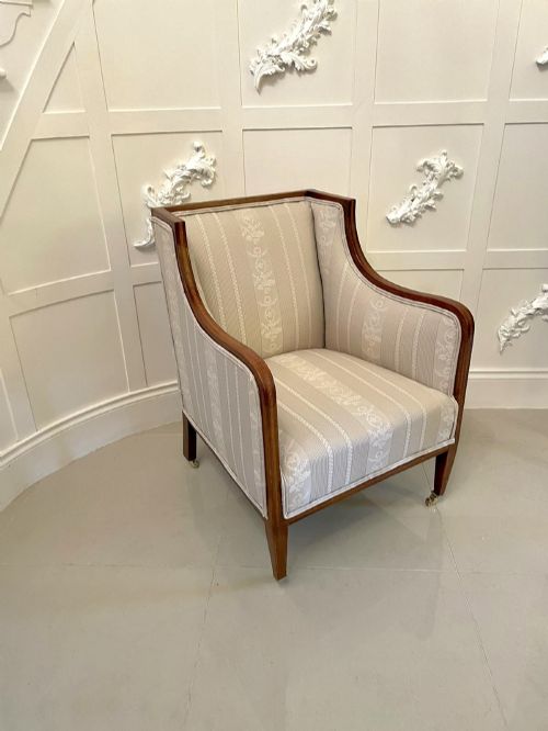 Antique Inlaid Mahogany Library Chair