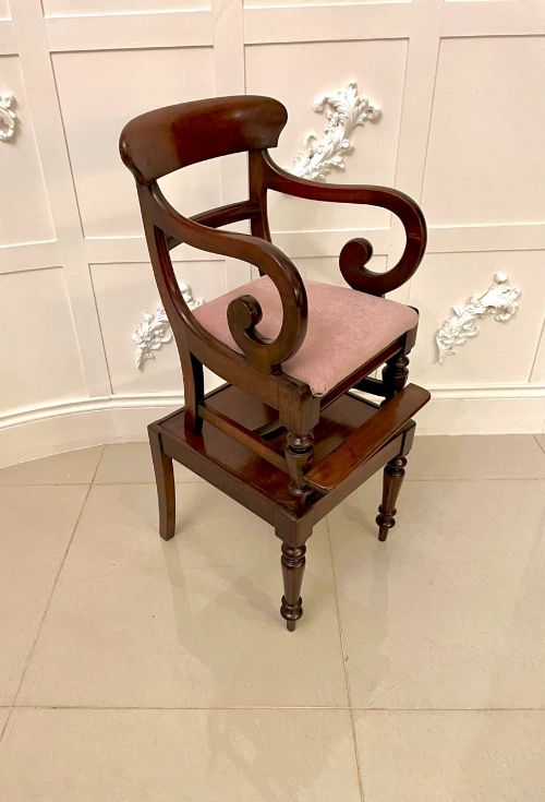 Unusual Antique William IV Quality Mahogany Child’s Armchair and Stand