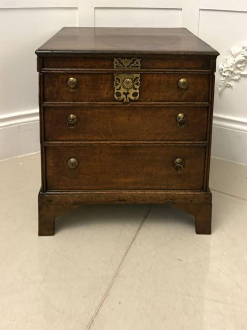 Antique Early 18th Century Quality Oak Box Coffer in the Form of a Miniature Chest