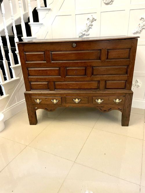 Large 18th Century Antique Quality Oak Coffer on Stand