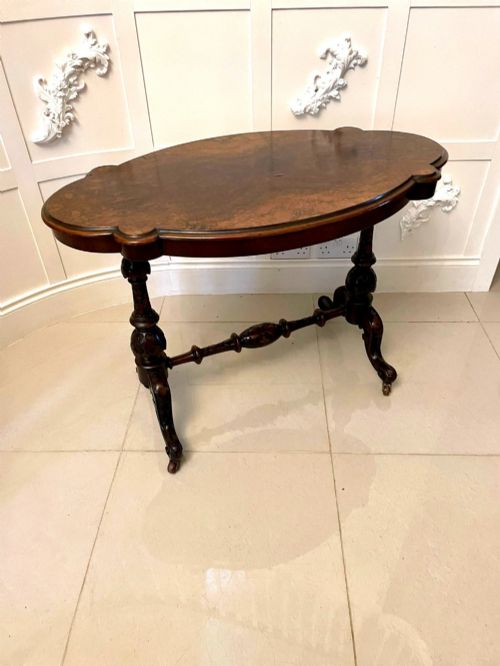 Antique Victorian Quality Burr Walnut Shaped Centre Table