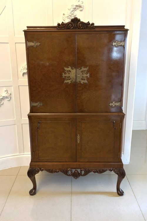 Antique Burr Walnut Cocktail Drinks Cabinet