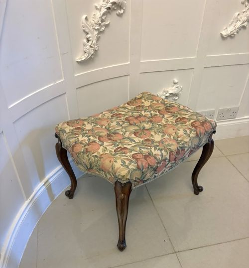 Antique Victorian Walnut Upholstered Stool