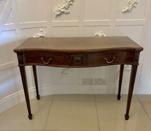 Antique Edwardian Mahogany Serpentine Serving Console Table