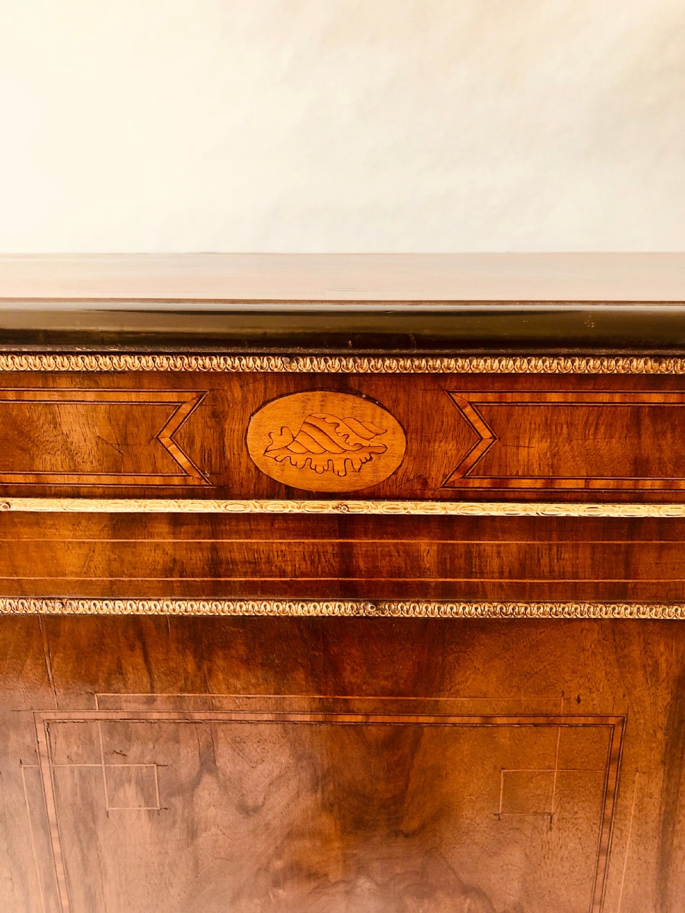  Exceptional Quality Victorian Burr Walnut Inlaid Credenza View II