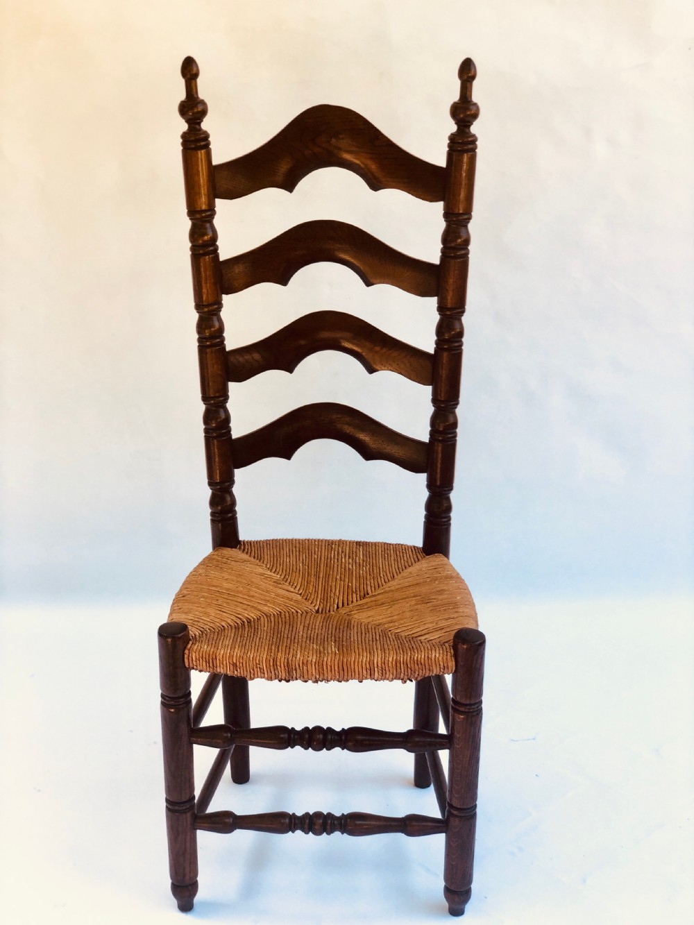 Quality Set of 6 French Ladder Back Oak Dining Chairs View II