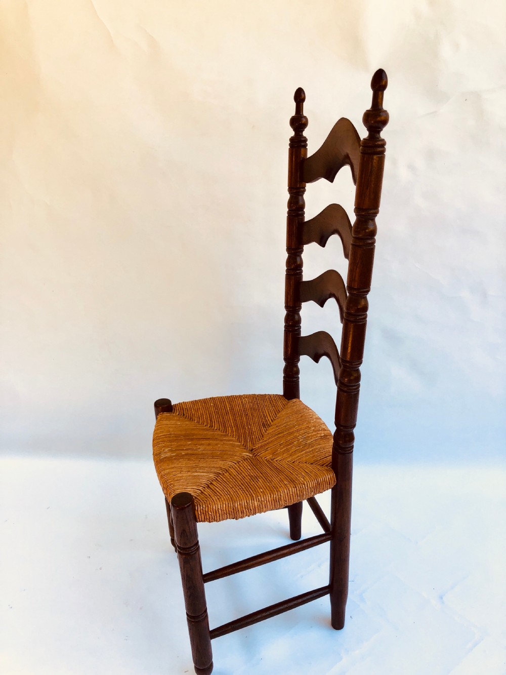 Quality Set of 6 French Ladder Back Oak Dining Chairs View X