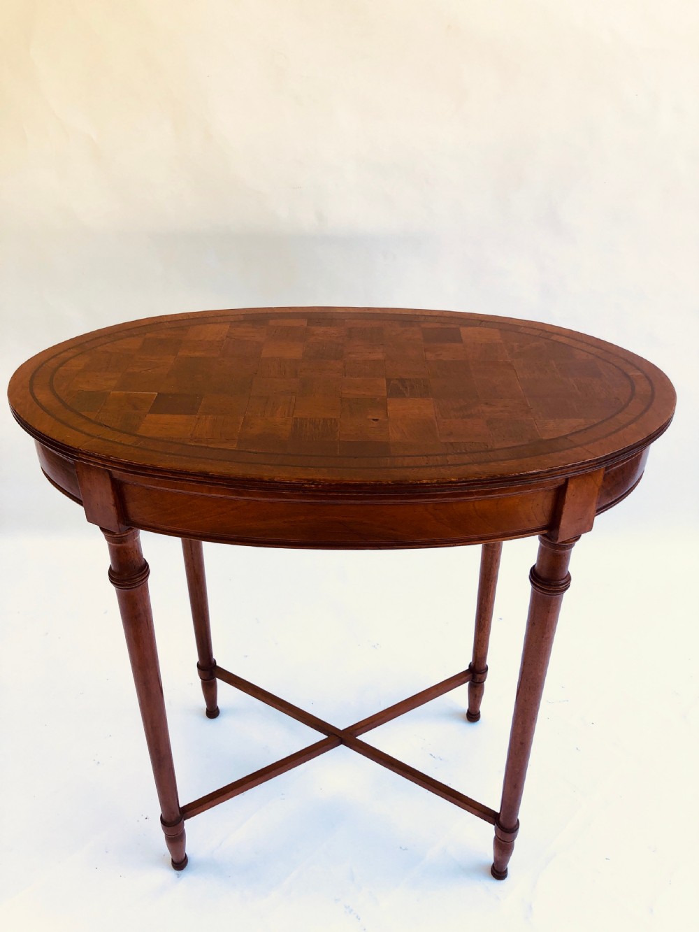 Quality Oval Walnut Chequered Table