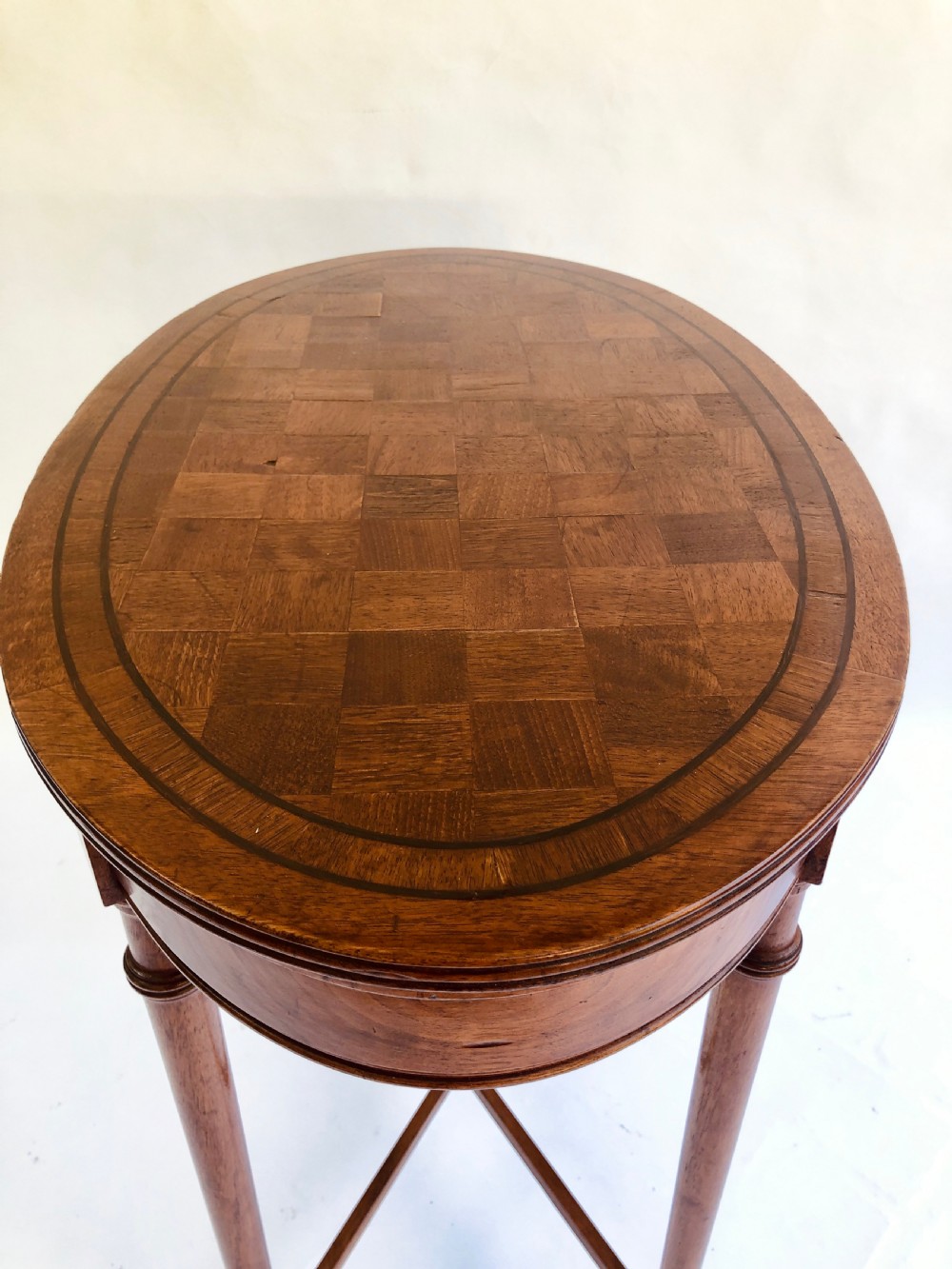 Quality Oval Walnut Chequered Table View III