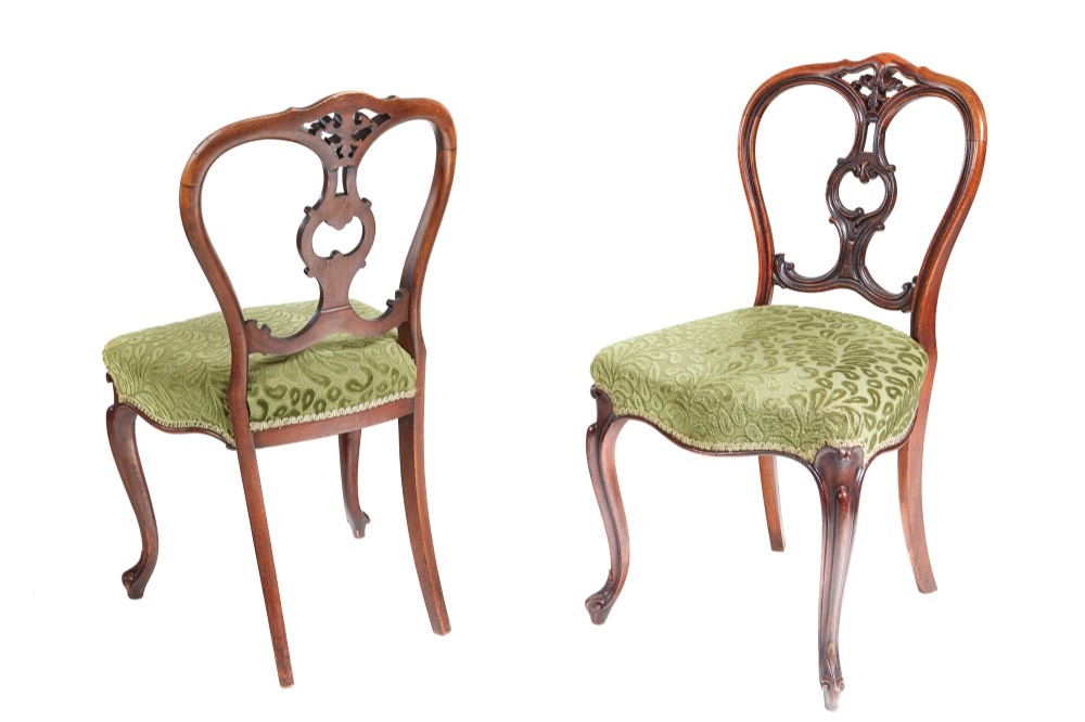  Pair of Outstanding Quality Victorian Walnut Side Chairs