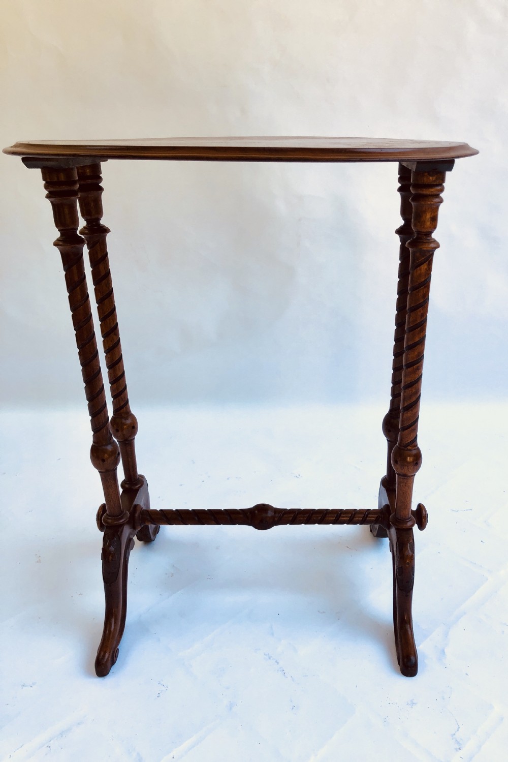Quality Victorian Burr Walnut Oval Lamp/Side Table View II