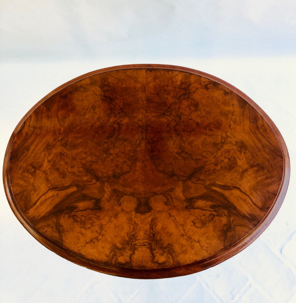 Quality Victorian Burr Walnut Oval Lamp/Side Table View VIII