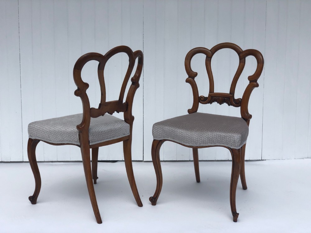  Pair of Fine Quality Victorian Walnut Side Chairs