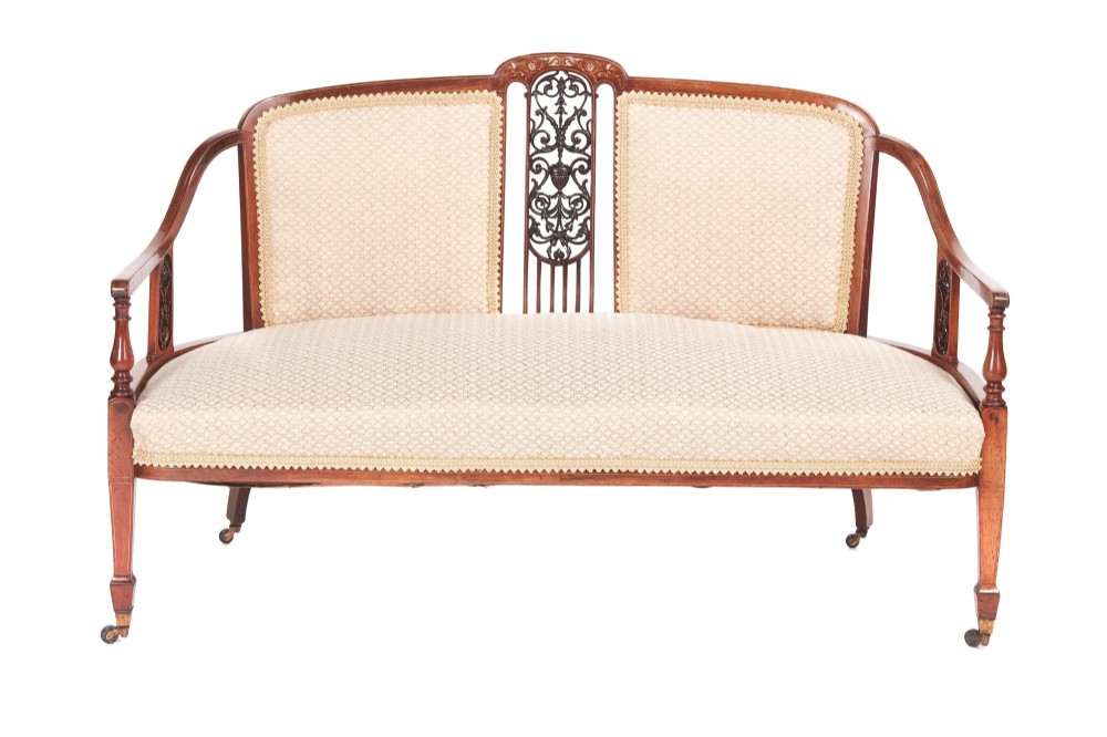 Quality Edwardian Rosewood Inlaid Settee