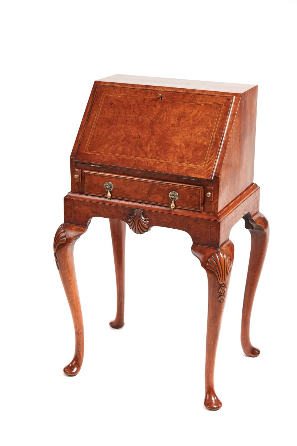 Attractive Queen Anne Style Burr Walnut Bureau