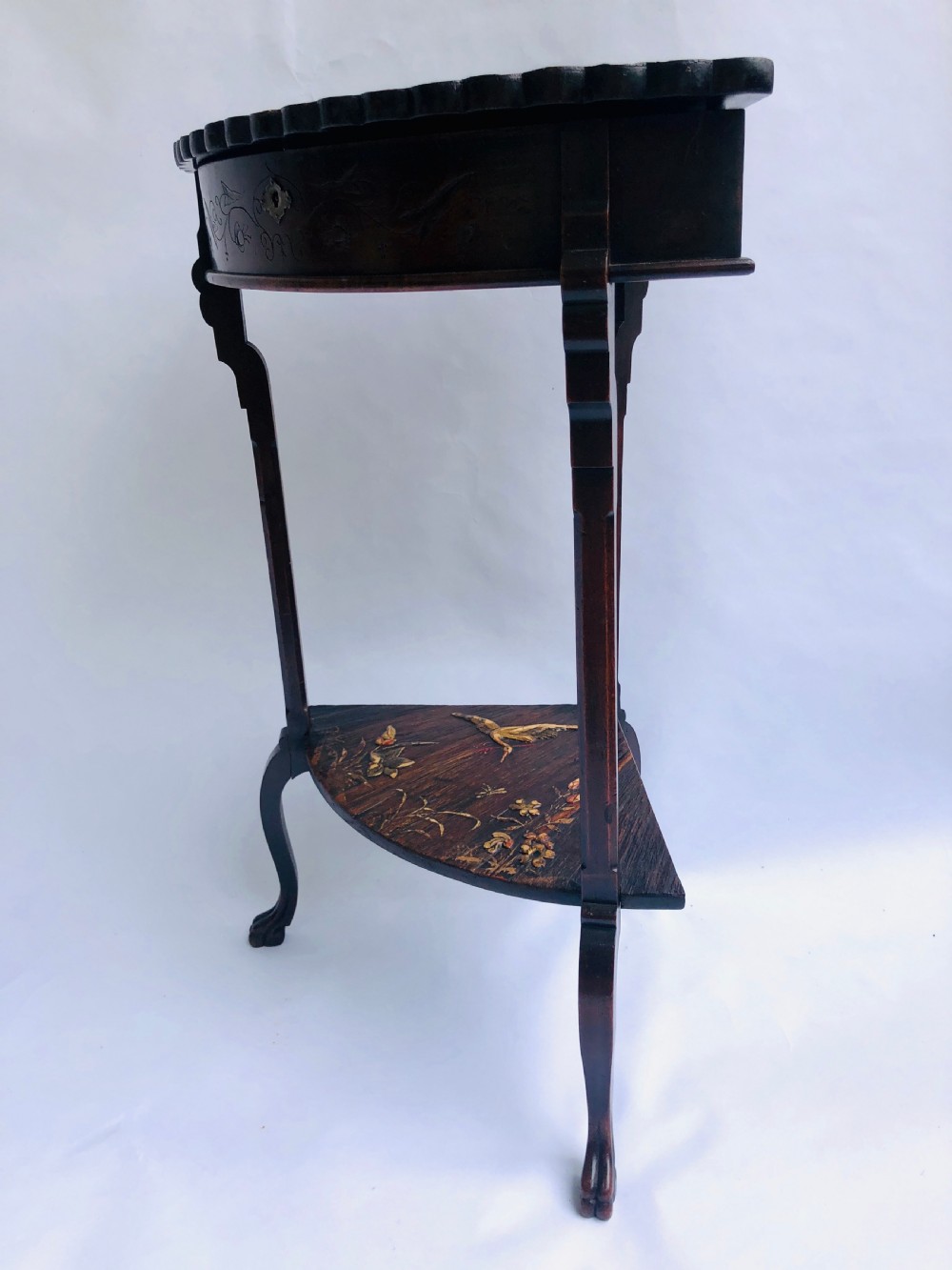 Unusual Meiji Period Hardwood Corner Table View II