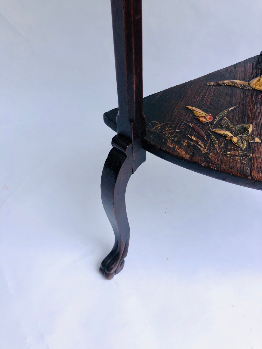 Unusual Meiji Period Hardwood Corner Table View V