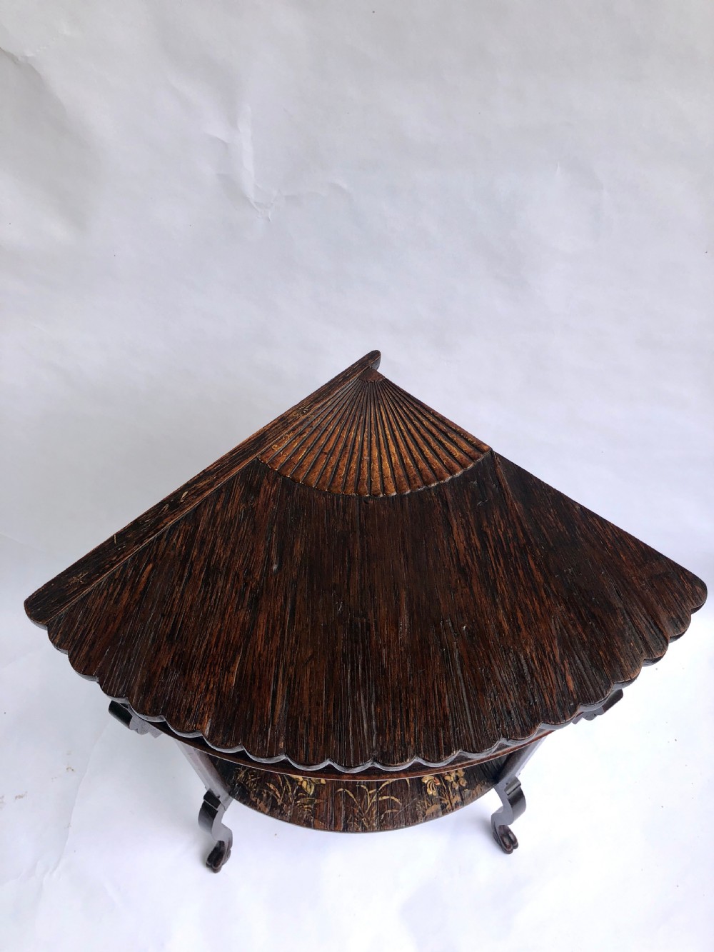 Unusual Meiji Period Hardwood Corner Table View VII