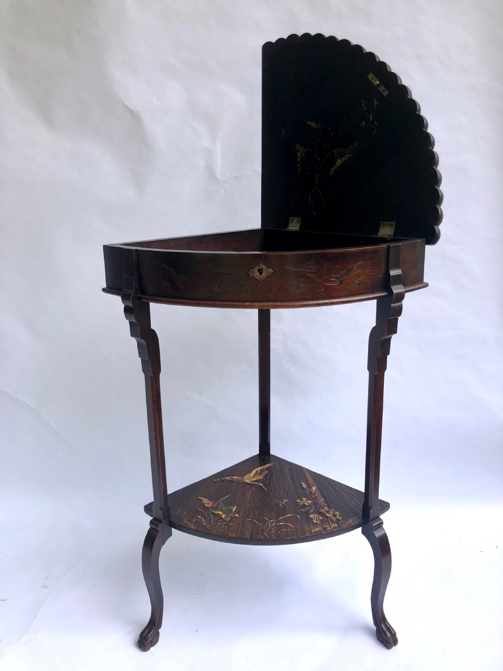 Unusual Meiji Period Hardwood Corner Table View VIII