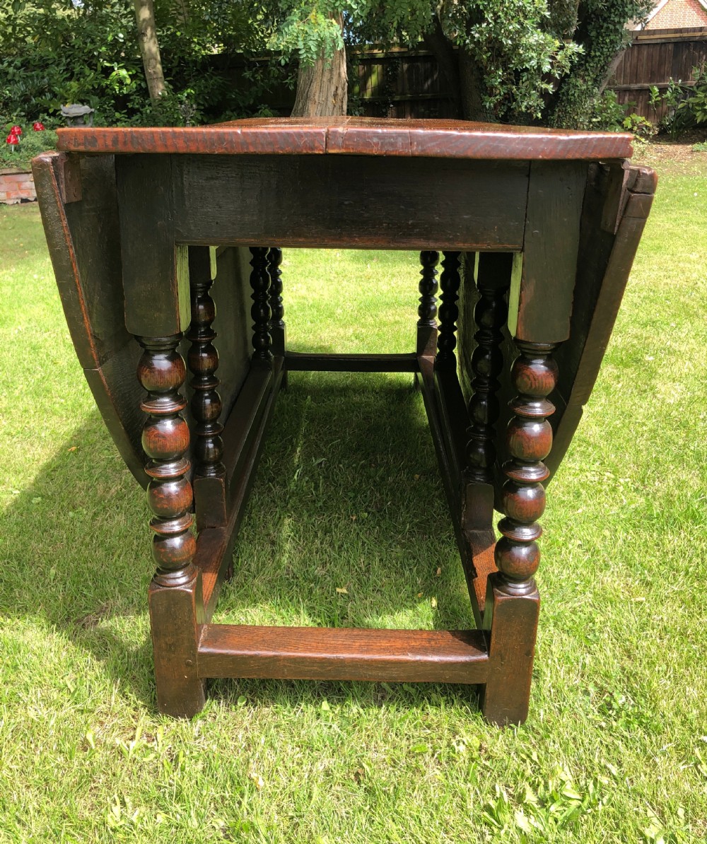 Outstanding Large Antique 17th Century Oak Gate Leg Dining Table View VI