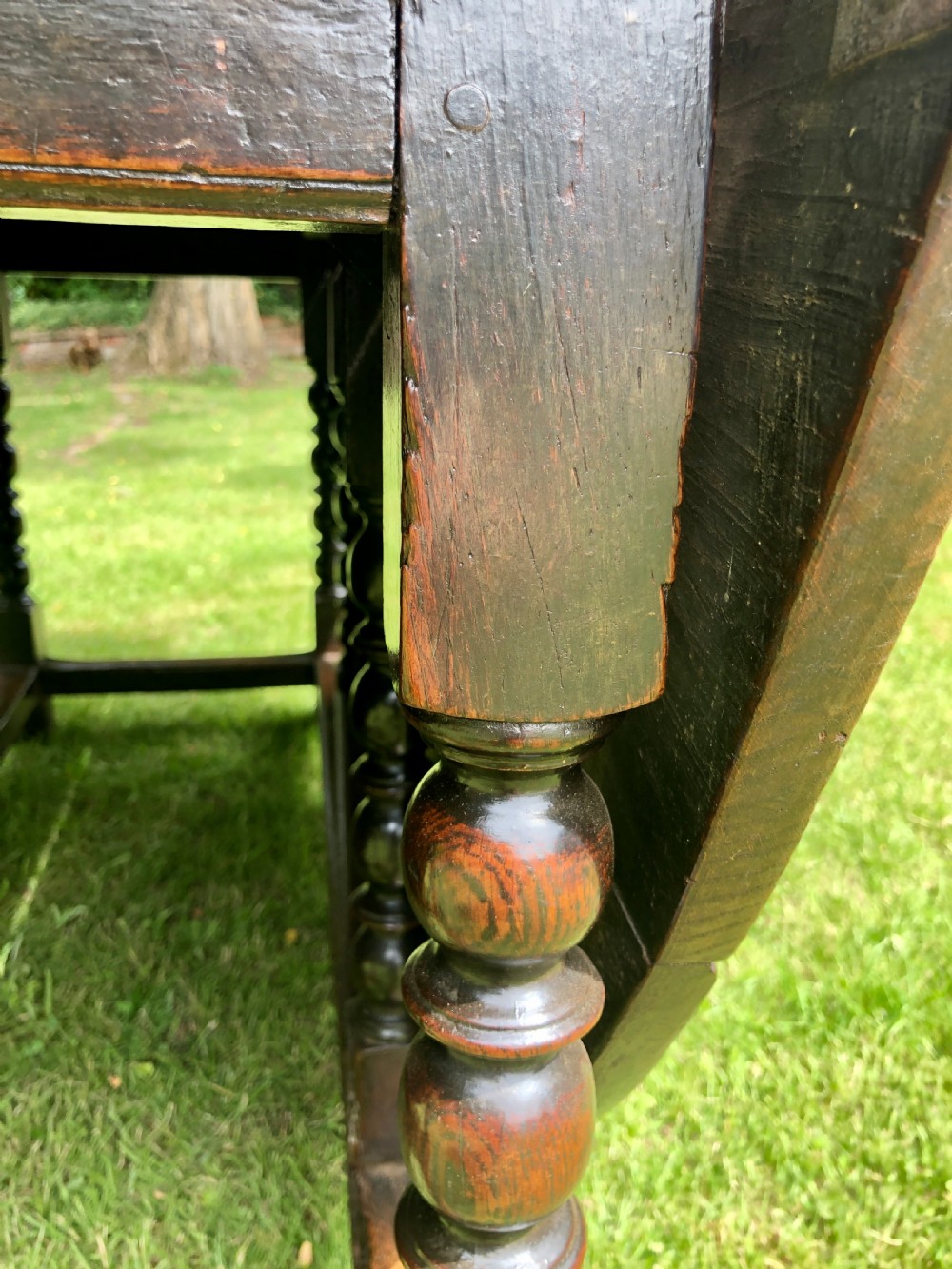 Outstanding Large Antique 17th Century Oak Gate Leg Dining Table View VII