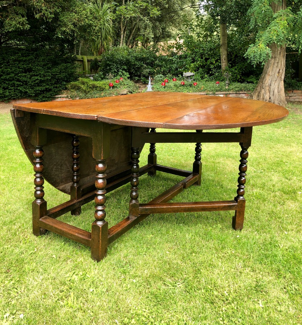 Outstanding Large Antique 17th Century Oak Gate Leg Dining Table View VIII