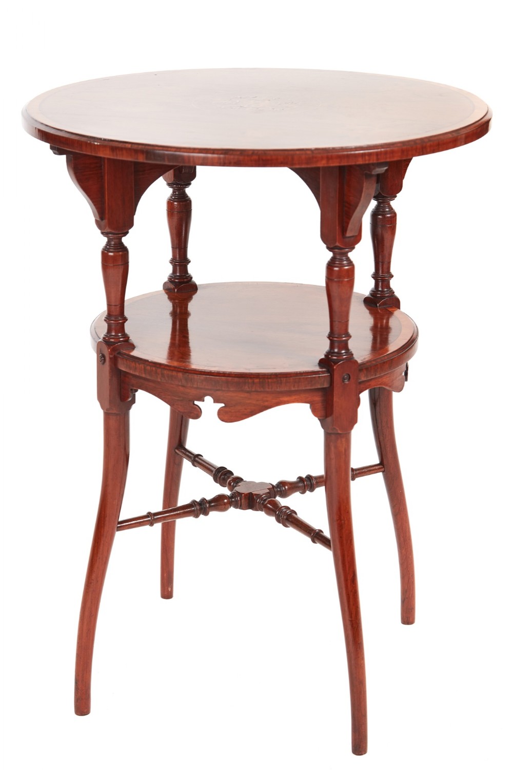 Fine Quality Inlaid Rosewood Two-Tier Occasional Table