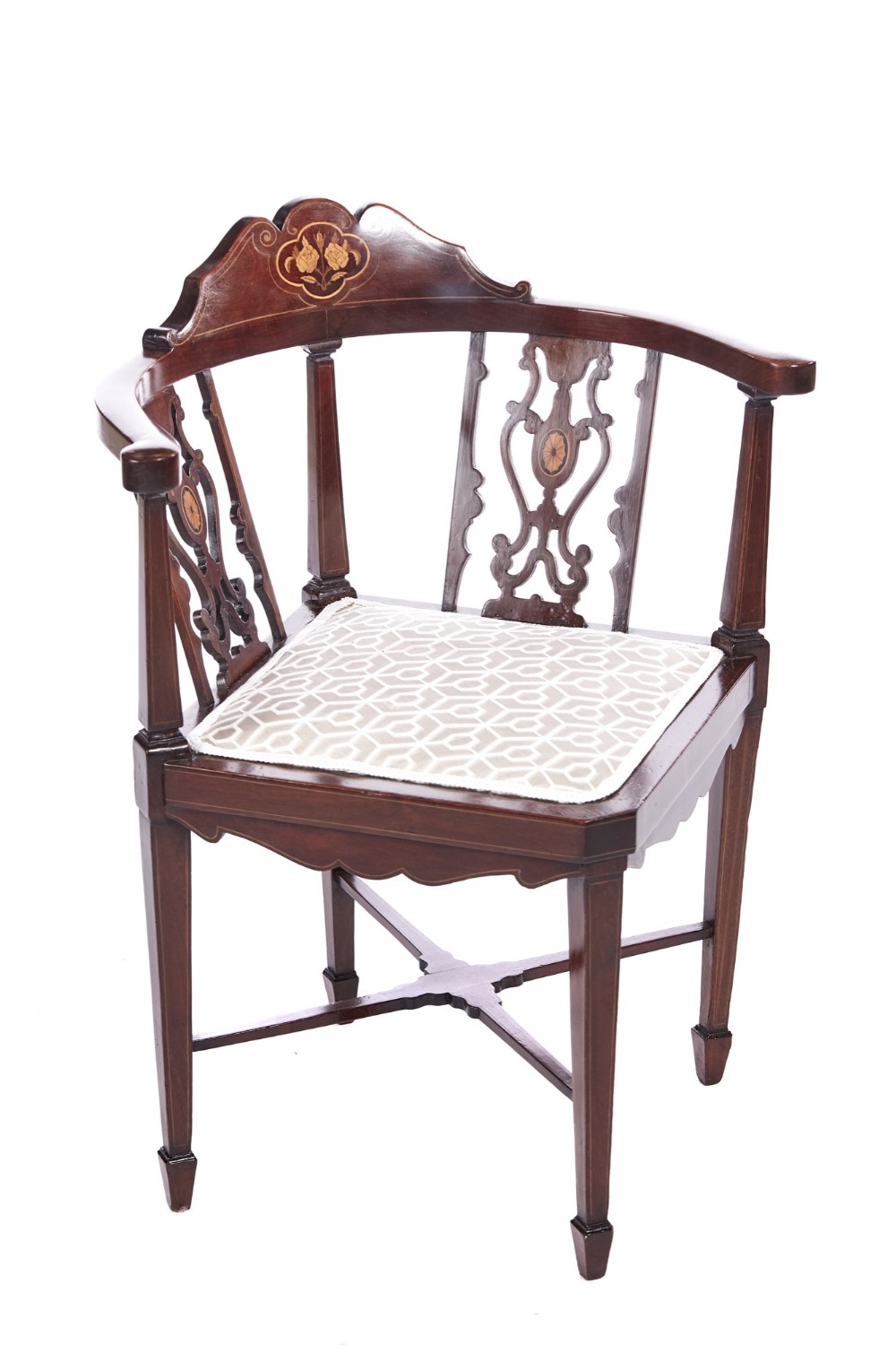 Quality Edwardian Mahogany Inlaid Corner Chair