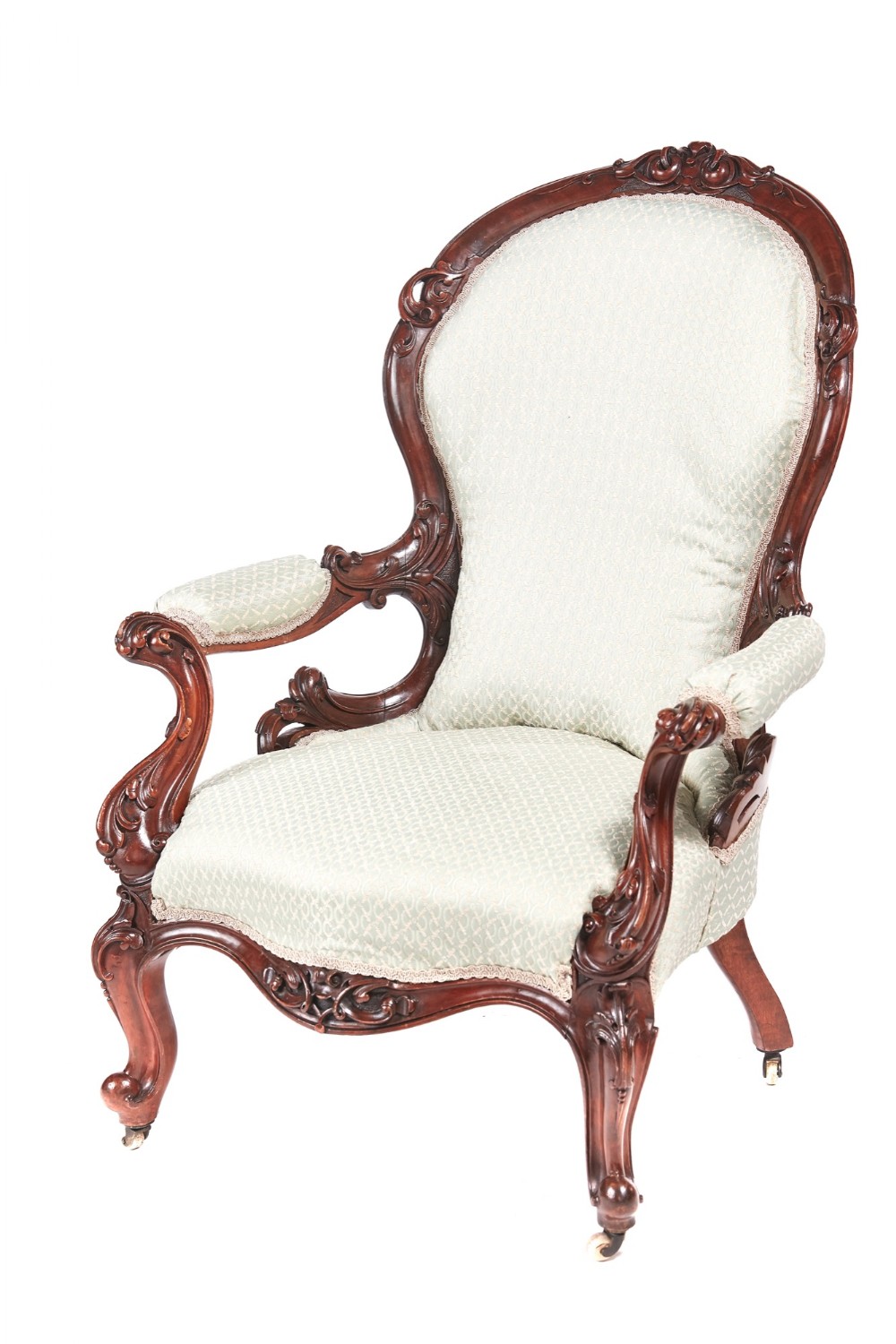 Outstanding Victorian Carved Walnut Armchair