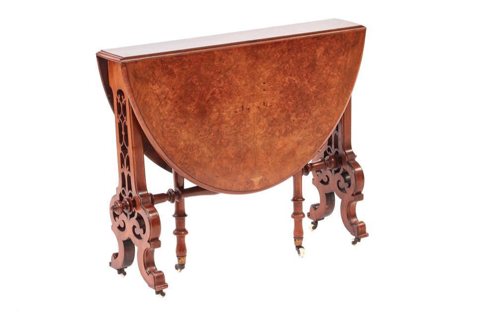 Fine Quality Victorian Burr Walnut Sutherland Table