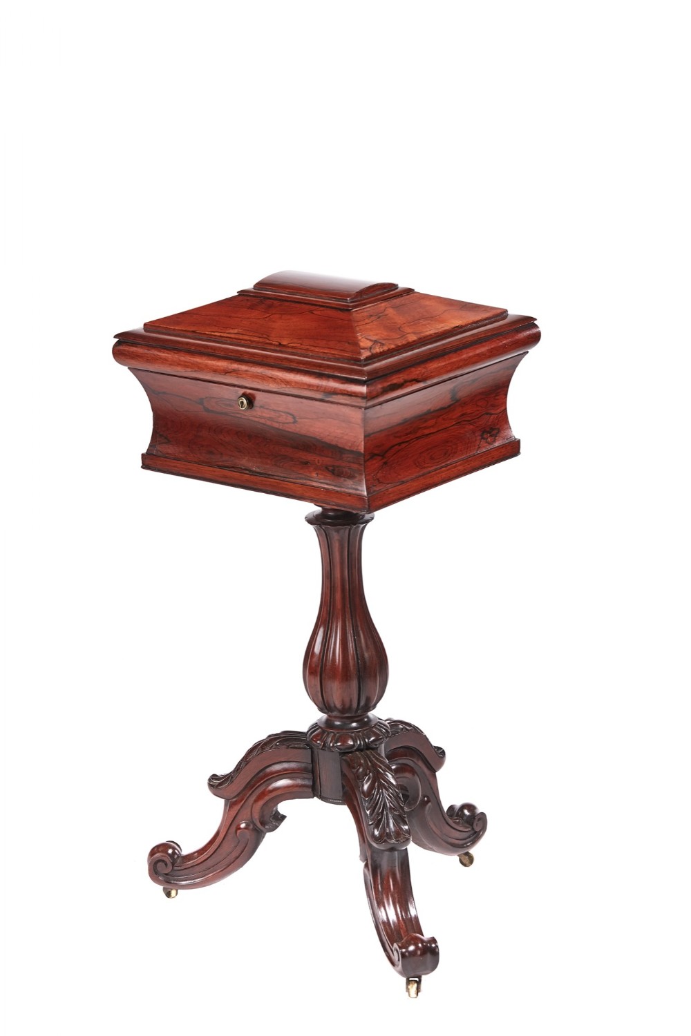 Quality Victorian Carved Rosewood Teapoy