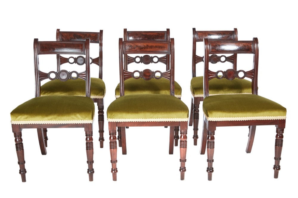 Fine Set of Six Regency Antique Mahogany Dining Chairs