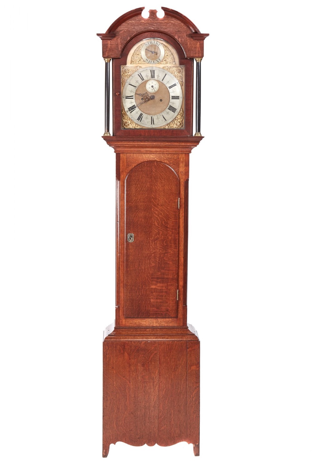 Antique Oak Brass Face 8 Day Grandfather Clock