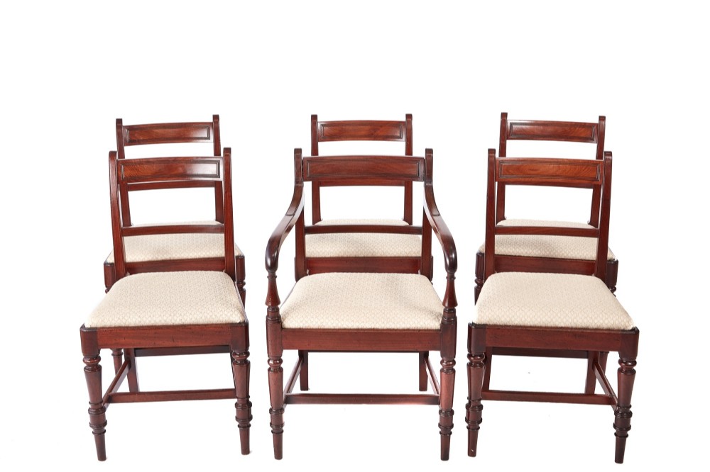  Fine Quality Set of 6 George III Antique Mahogany Dining Chairs