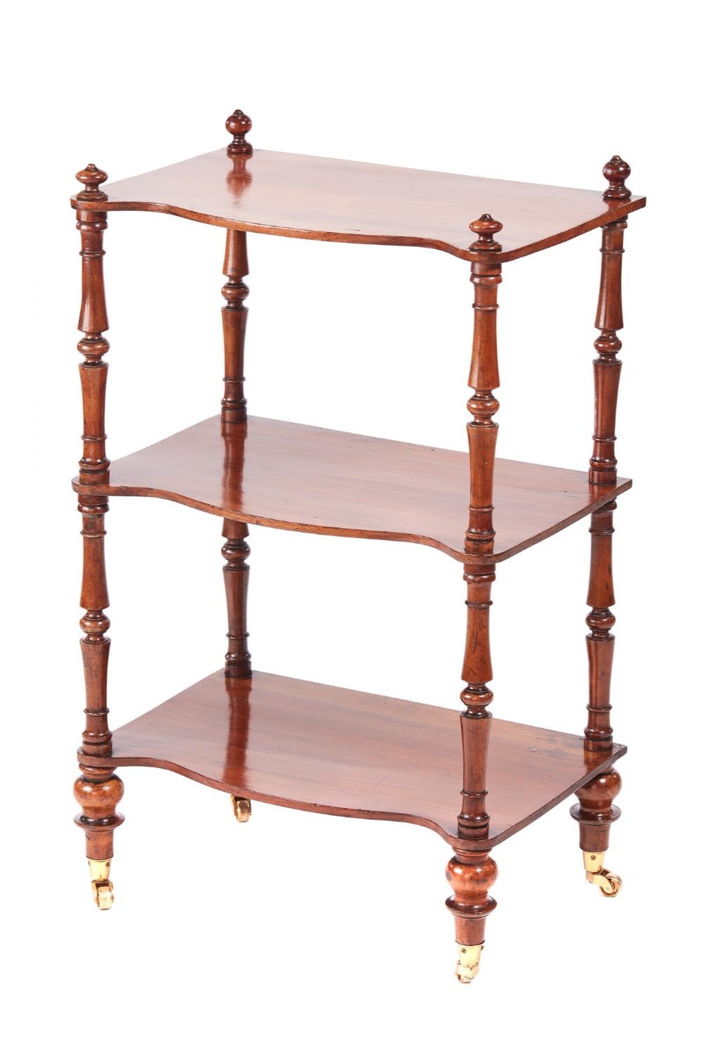Victorian  Walnut Three Tier Serpentine Fronted Whatnot