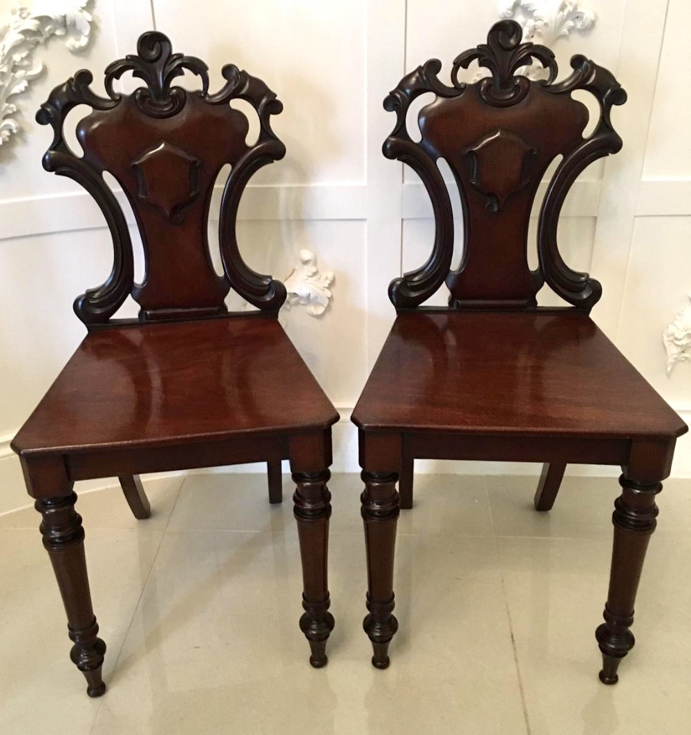 Fine Pair of Antique Mahogany William IV Hall Chair