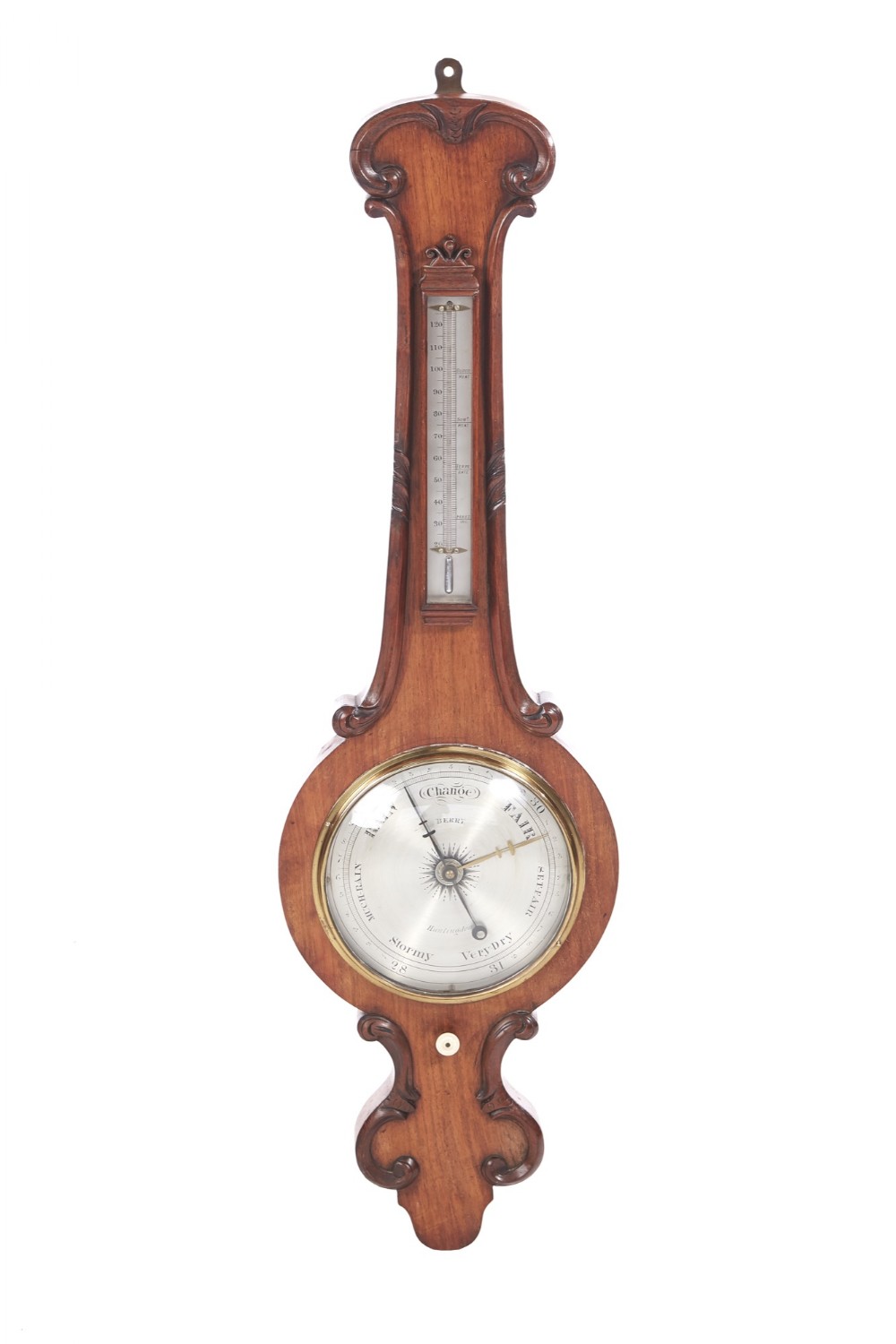  Antique Victorian Carved Oak Banjo Barometer