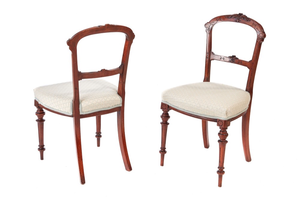 Quality Pair of Victorian Walnut Side/Desk Chairs