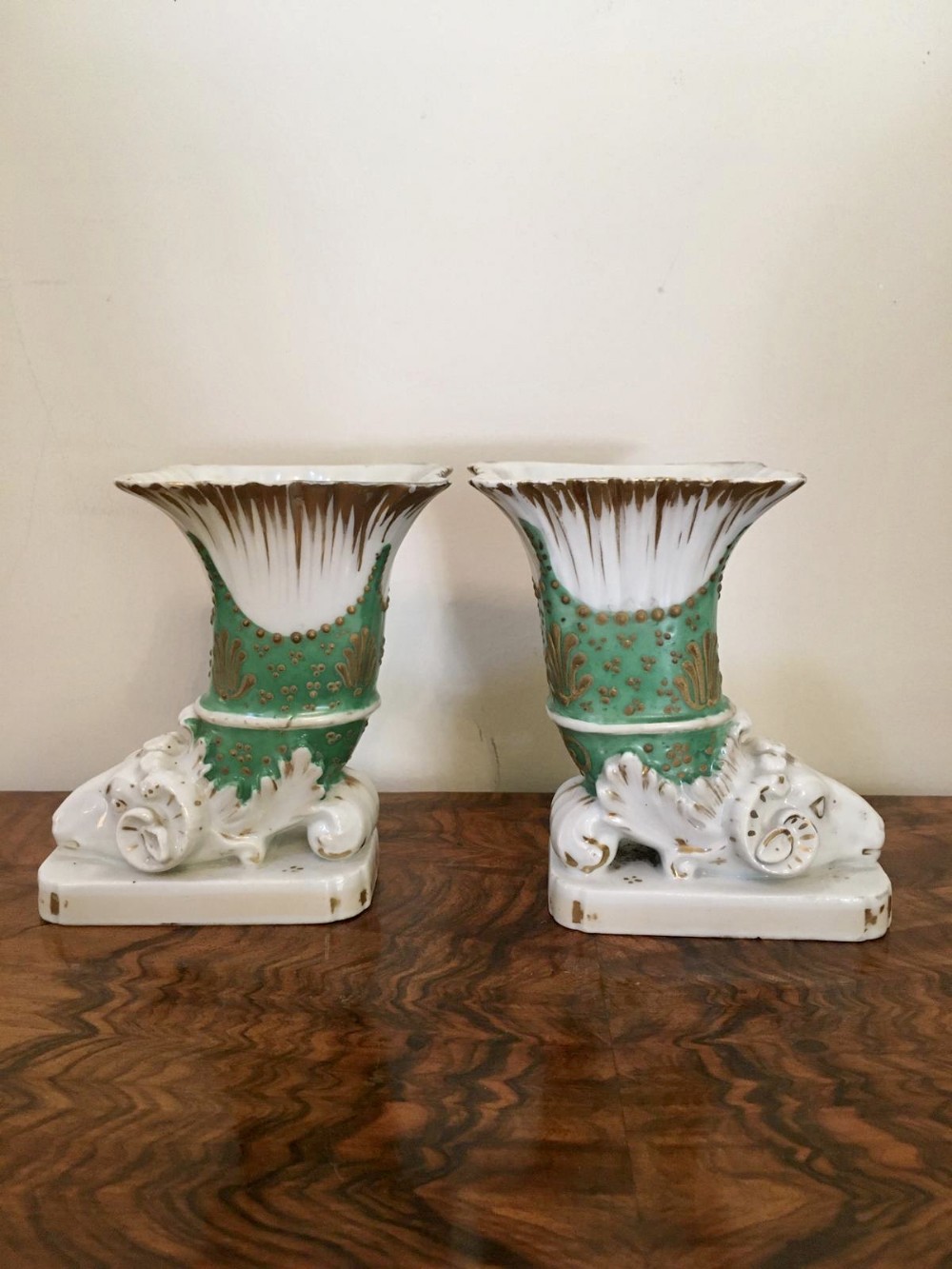 Fine Pair of Antique Regency Porcelain Spill Vases c.1830