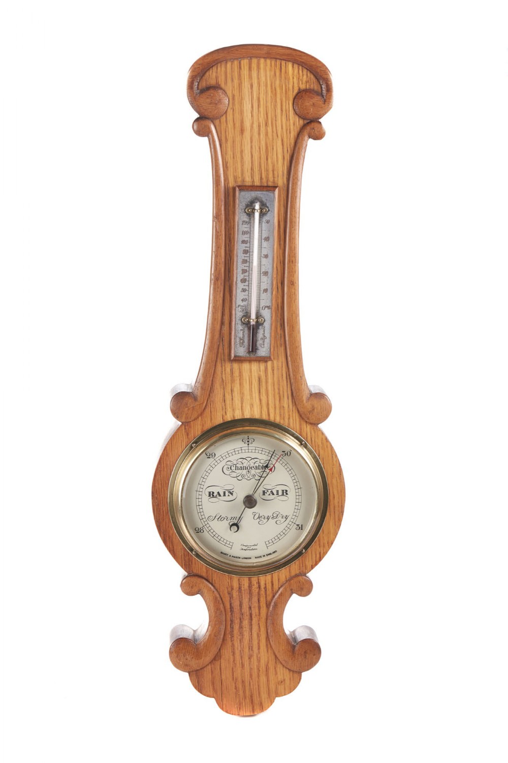 Small Antique Oak Banjo Barometer c.1880