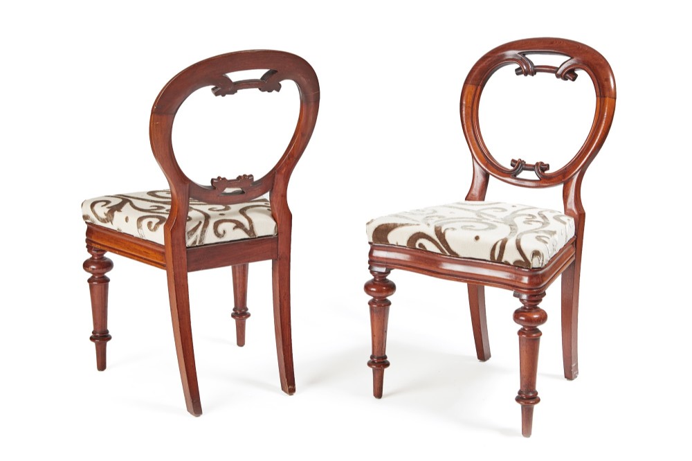 Superb Pair of Antique Victorian Mahogany Balloon Back Chairs 