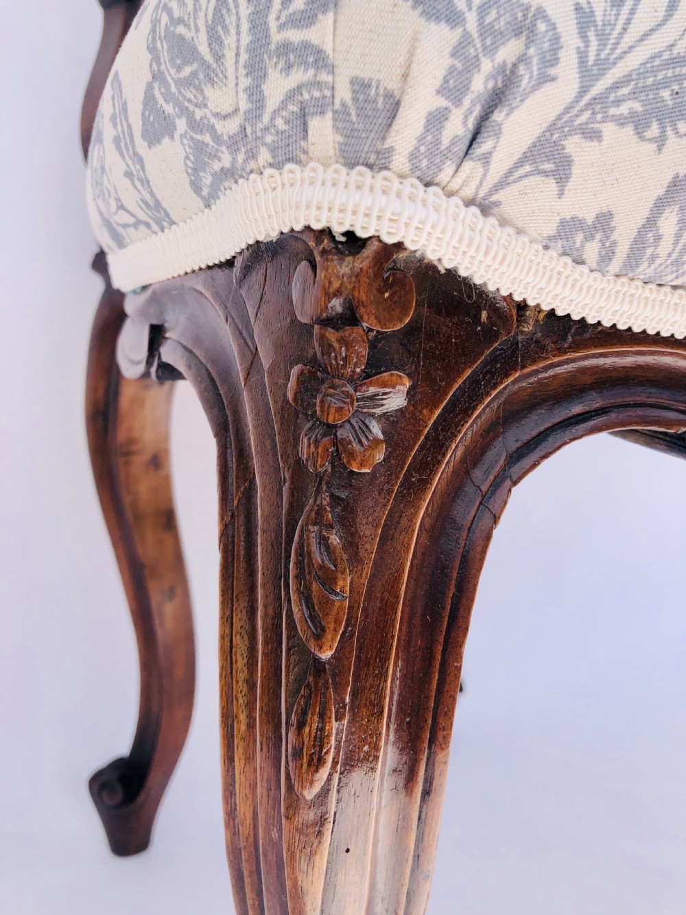 Fine Quality Antique Carved Walnut Desk Chair View IV