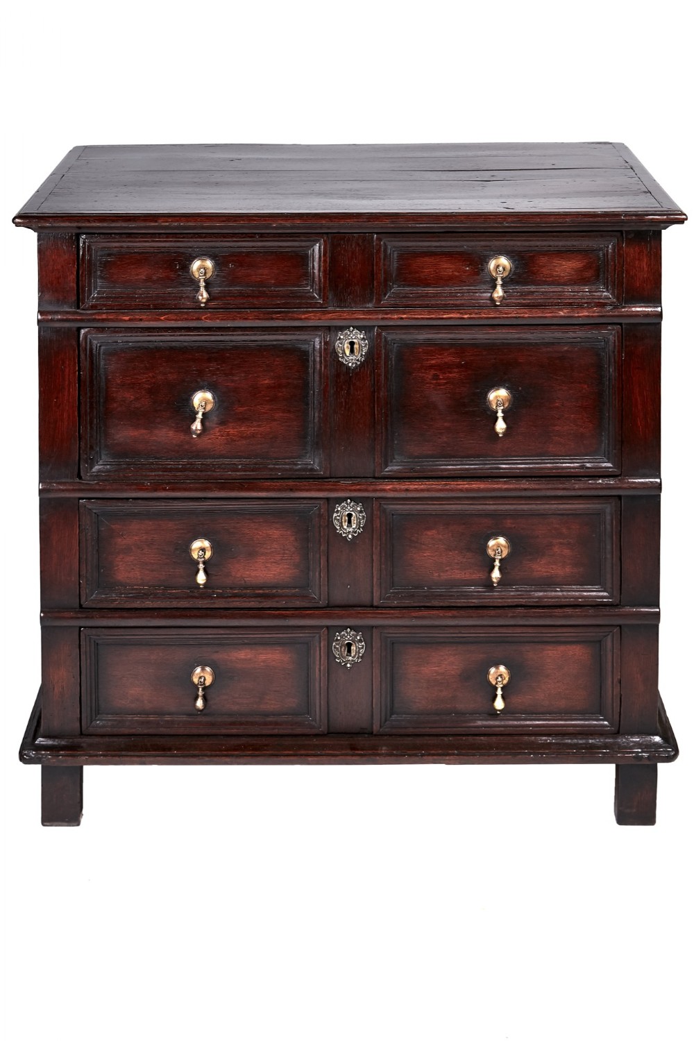 Antique English 17th Century William and Mary Jacobean Oak Chest of Drawers