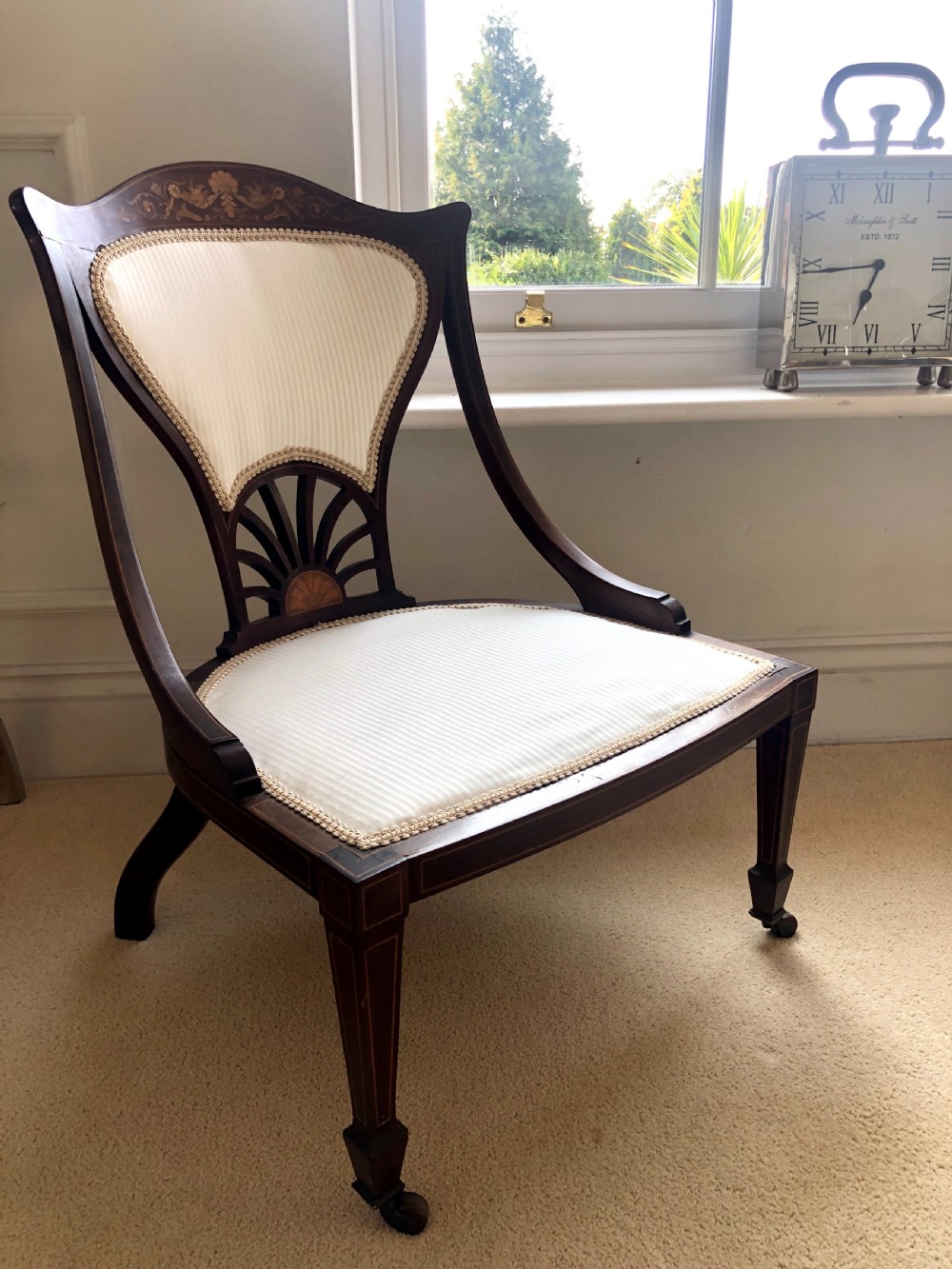 Fine Quality Edwardian Antique Mahogany Ladies Chair