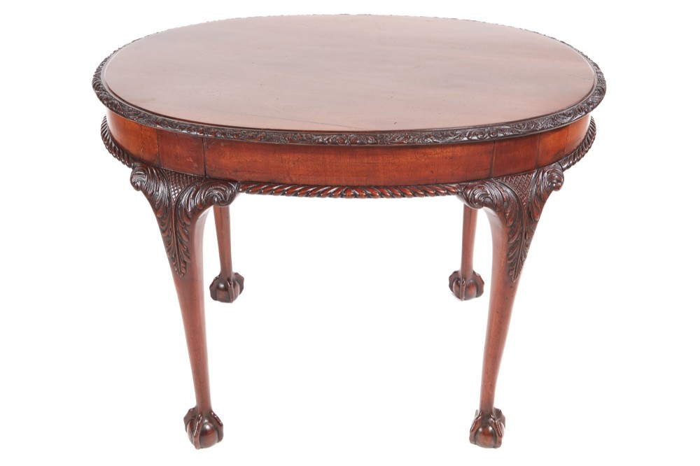 Antique Victorian 19th Century Oval Carved Mahogany Centre Table 
