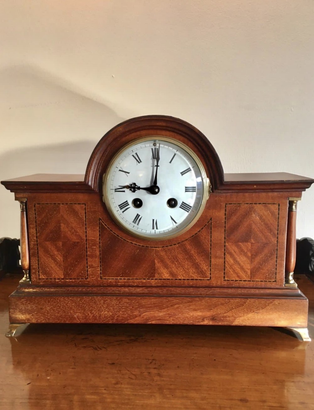 Antique Victorian Mahogany Desk Clock