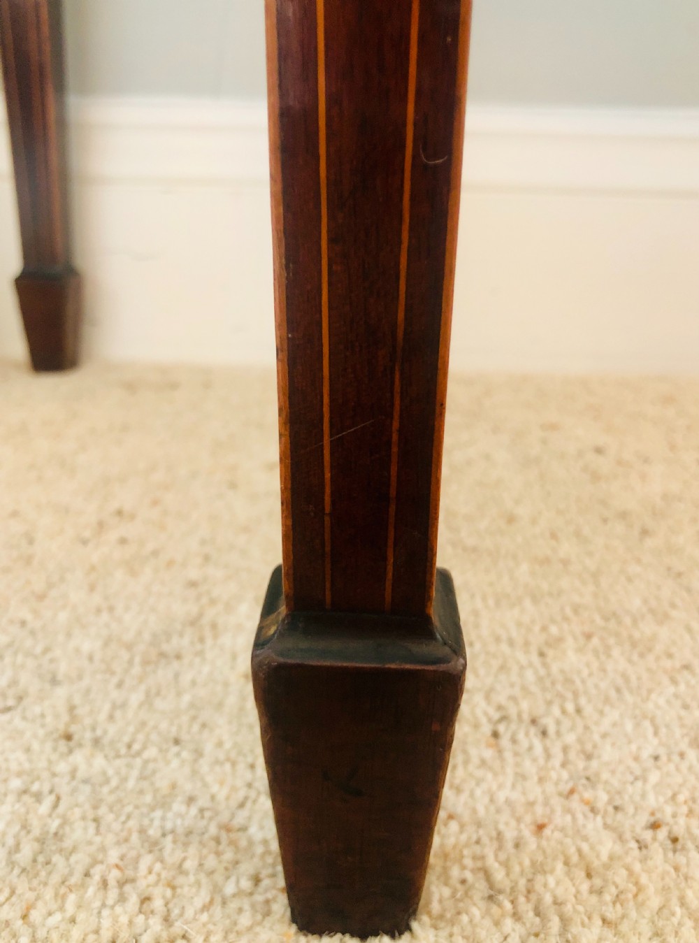 George III 18th Century Mahogany, Satinwood & Tulipwood Banded Fold Over Card Table View V