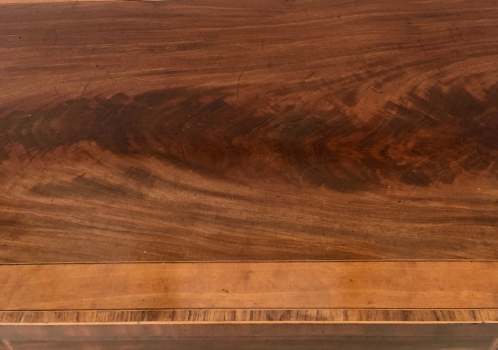 George III 18th Century Mahogany, Satinwood & Tulipwood Banded Fold Over Card Table View VII